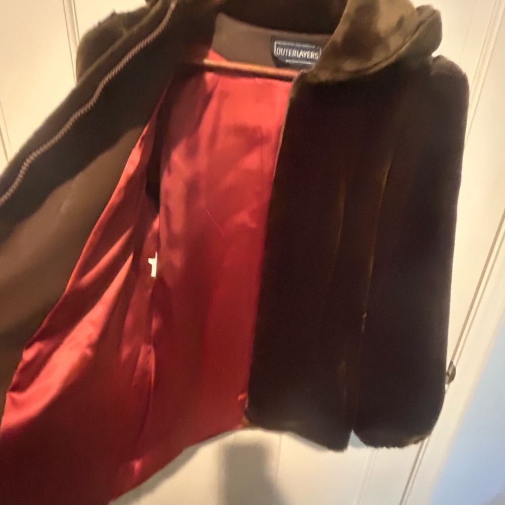 Vintage Chocolate Brown Faux Fur Coat - Picture 4 of 8